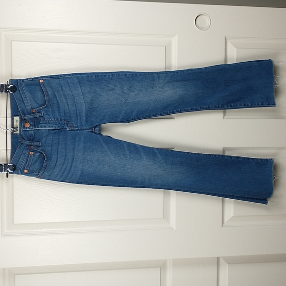 Madewell Cali Demi Boot cropped flare stretch destructed hem jeans size 24 - Picture 3 of 13